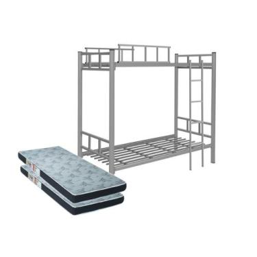 Imagem de Beliche Inteira de Ferro em Aço 0,80 com 2 colchões Solteiro D20 - B G