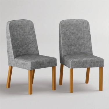 Imagem de Kit 2 Cadeiras para Sala de Jantar em Madeira Isis Cinamomo/Cinza