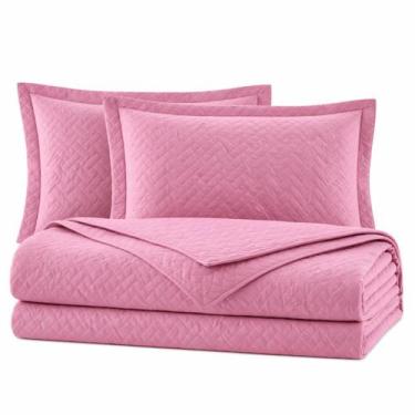 Imagem de Colcha Cocha Cobre Leito Jogo Roupa Cama Casal Padrao 3 Pçs Face Unica