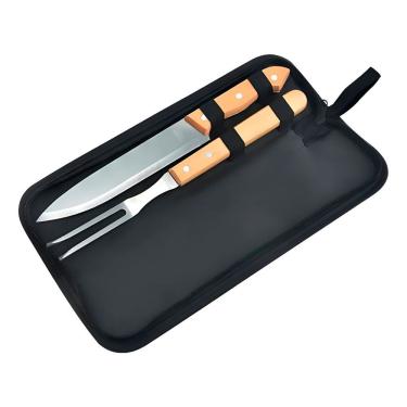 Imagem de Kit Churrasco 2 Peças Garfo Faca Aço Inox Cabo Madeira - Faca E Garfo Com Elegância E Precisão