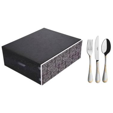 Imagem de Faqueiro Tramontina Renascença Em Aço Inox Detalhes Em Ouro Estojo De 