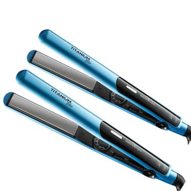 Imagem de Prancha Chapinha Britânia Titanium Blue 220°C 428°F Bivolt Profissional Íons Tourmaline Alisador Cabelo Cerâmica Frizz Zero Cordão Giratório 360