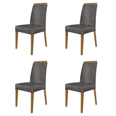 Imagem de Kit 4 Cadeiras de Jantar Estofadas Madeira Maciça Multimóveis CR15020