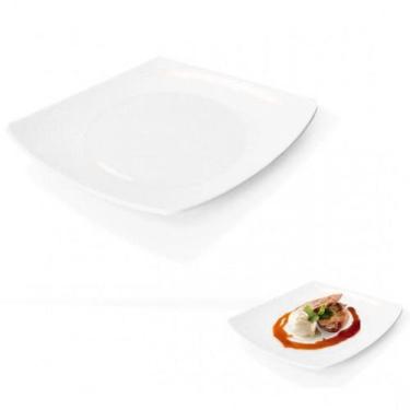 Imagem de 12 Tigelas Prato Quadrado Fundo Em Melamina Branco 420ml - Fx