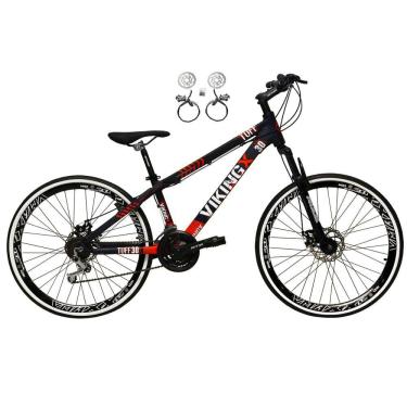 Imagem de Bicicleta Aro 26 Vikingx Tuff 21v Alumínio Freio Hidráulico a Disco Aros Vmaxx Pretos - Roxo\Laranja x25