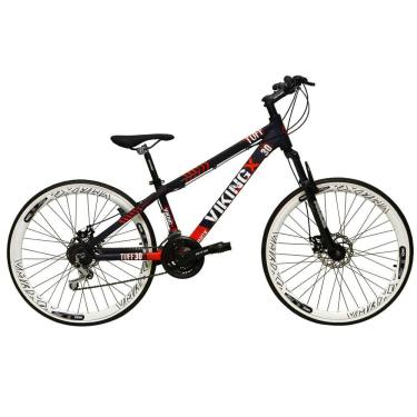 Imagem de Bicicleta Aro 26 Vikingx Tuff 21v Alumínio Freio a Disco Aros Vmaxx Branco - Roxa\Laranja X30