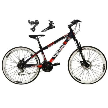 Imagem de Bicicleta Aro 26 Vikingx Tuff 21v Alumínio Câmbio Shimano Freio a Disco Aros Vmaxx Brancos - Roxo\Laranja X30