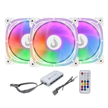 Imagem de Kit c/3 Ventoinhas Rise Mode Aura Frost Pro 120mm 1650 RPM ARGB Branco - RM-CF-02-ARGB