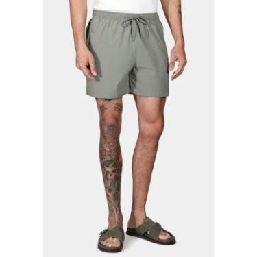 Imagem de Shorts de Elástico Liso Maquinetado Verde Militar-Masculino