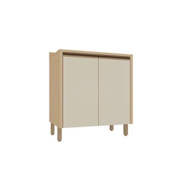 Imagem de Balcão De Cozinha 2 Portas 80cm Com Tampo Brise Luciane Móve Carvalho-off White Pérola