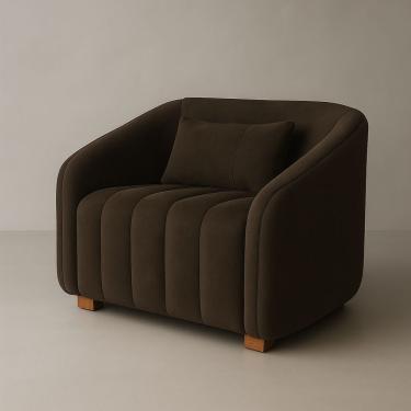 Imagem de Poltrona Orgânica Lili Bouclê Premium Tecido Bouclê Marrom FRI Varejo