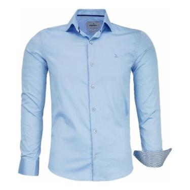 Imagem de Camisa Social Masculina Slim Amil Acetinado C/elastano 1825, Azul bebê