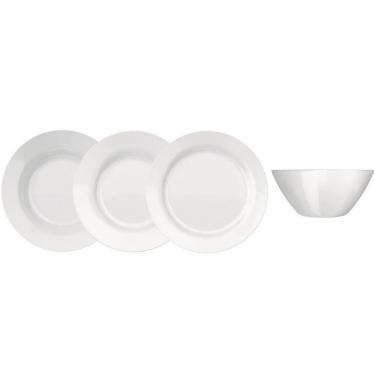Imagem de Aparelho de Jantar Menu 16 Peças em Vidro Liso-Sólido para Uso Diário Branco