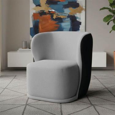 Imagem de Poltrona Sala Orgânica Base Giratória Ayla Pu Preto e Linho K01 - D Ro