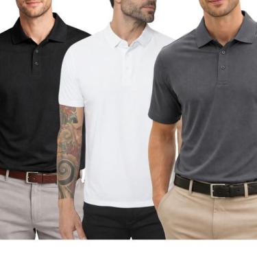 Imagem de Kit 3 Camisas Polo Poliamida Masculina Básica Premium Cor:Multicolorid