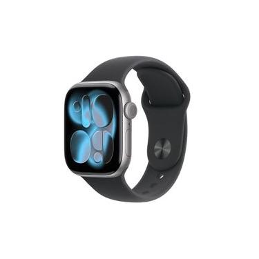 Imagem de Apple Watch Series 11 GPS+ Cellular 42mm Cinza-Espacial Pulseira P/M Esportiva Preta