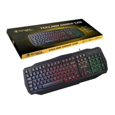 Imagem de Teclado Gamer Luminoso Membrana Usb Abnt2 Led Rgb 107 Tecla 1,5m Cabo 