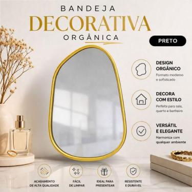 Imagem de Bandeja Decorativa Espelhada Orgânica Dourada ou Preta 29cm Minimalist