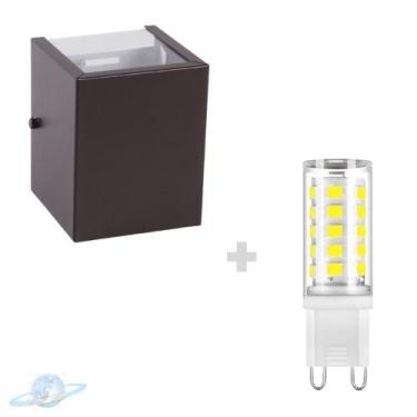 Imagem de Kit Arandela Marrom Quadrada 2 Fachos + Lâmpada G9 BF 6000K - Unity Ho