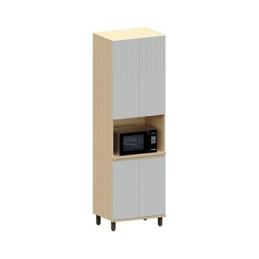 Imagem de Paneleiro 100% Mdf 4 Portas 70cm Aura Luciane Móveis Carvalho-cinza Cristal