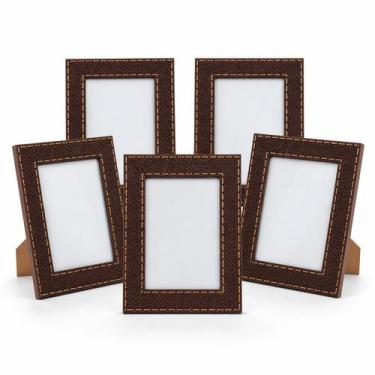 Imagem de Porta Retrato 10x15 com Moldura Elegante Marrom para Fotos Familiares 