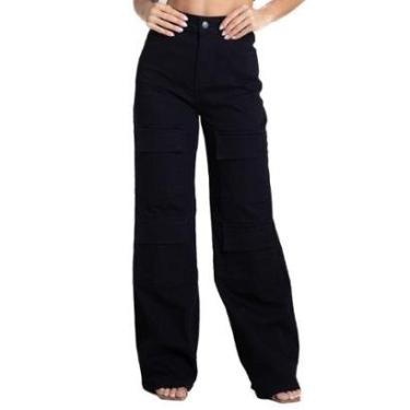 Imagem de Calça Sarja Sawary Wide Leg - 281947 - Preto 34-Feminino