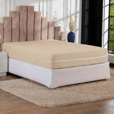 Imagem de Protetor Capa de Colchão Bege Cama Box Malha Queen Premium - Nura
