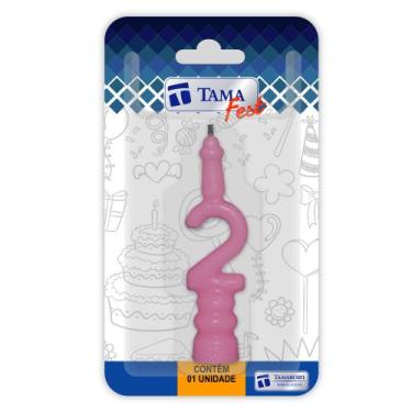 Imagem de Vela de aniversário Número Rosa bebe Nº 2 com 10 un. - TAMAROZZI EMBAL