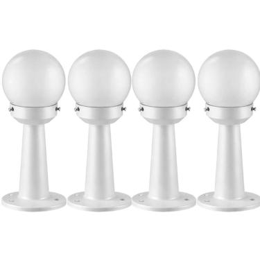 Imagem de 4 Luminárias Externas de Chão Decorativas Balizador Bivolt 43cm Jardim Lente Branco Lei...