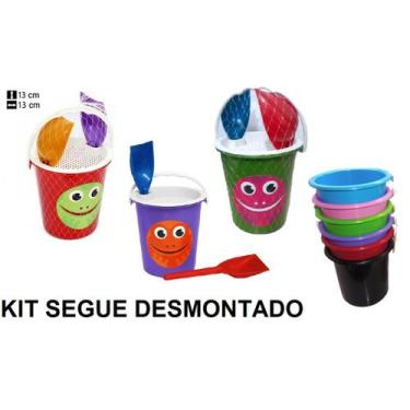 Imagem de Kit 4 Balde de Praia com Acessórios Coloridos Festa - MINI TOYS, Rosa,