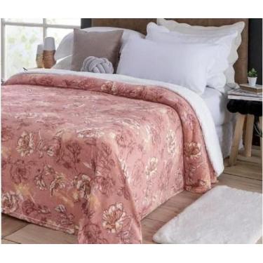 Imagem de Cobertor jolitex casal com sherpa, SALMON-ESTAMPADO, UN