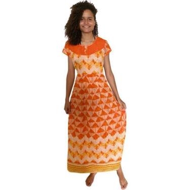 Imagem de Vestido Longo Manga Curta Indiano Estampado Evangélica 01 - Deeyaa, La