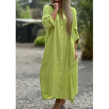 Imagem de C1403-Vestido Feminina Chemise Camisa Longa Camisão Camisão Plus Size 