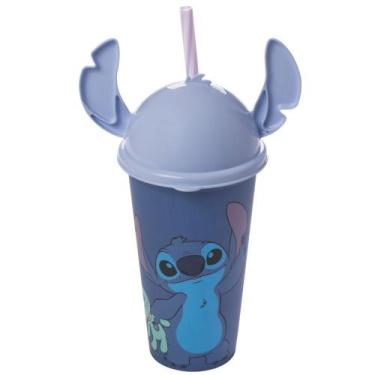 Imagem de Copo Infantil com canudo e tampa orelha Stitch 500ml Plasutil ref.1744