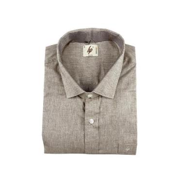 Imagem de Camisa Social Masculina Manga Curta de Algodão e Linho - HP Ouro, Silk