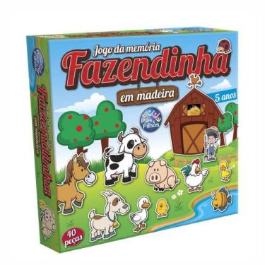 Imagem de Jogo da Memória em Madeira - Fazendinha - 40 peças - Pais e Filhos