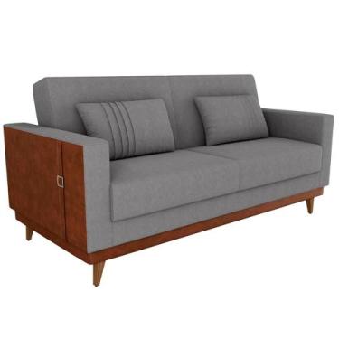 Imagem de Sofa Cama 2 Lugares 203 cm Esther Boucle Cinza material sintético Whis
