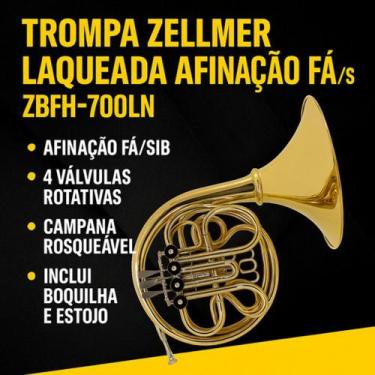 Imagem de Trompa Zellmer Laqueado Afinação (Fa/sib) Zbfh-700ln + Polidor