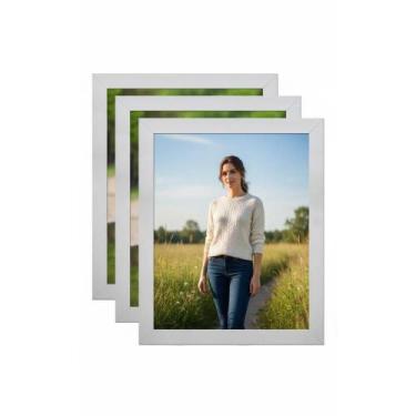 Imagem de Kit 4 Porta Retratos 20x25 Branco Madeira Vidro Parede - Congratulatio