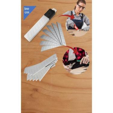 Imagem de 100 Lâminas Estilete 18mm Segmentada Precisão Profissional - Congratul