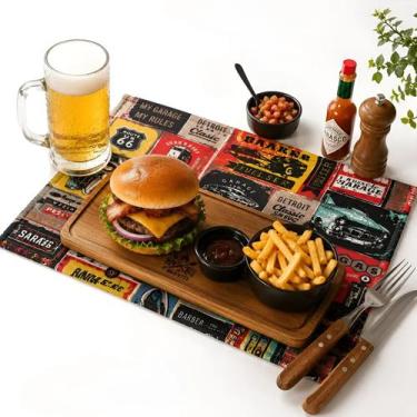 Imagem de Kit Jogo Americano Jacquard Vintage Garage 40x30 2 E 4 Lugar - PET HOU