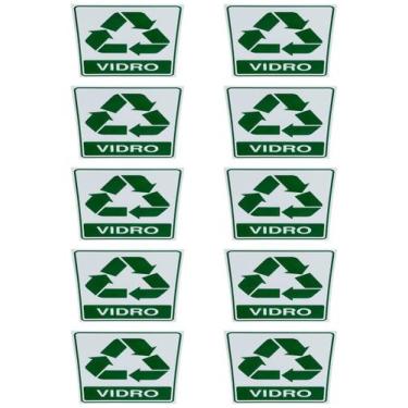 Imagem de KIT COMBO 10 Placa adesiva Sinalização lixo vidro 15x20 cm adesivo ATA