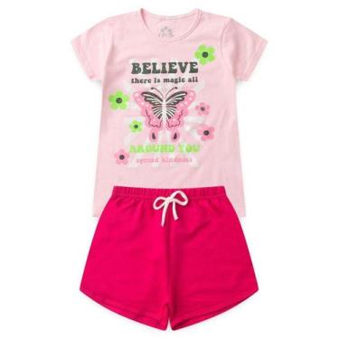 Imagem de Conjunto Infantil Feminino Borboleta e Flores com Shorts Moletinho GKS