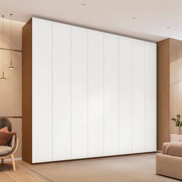 Imagem de Guarda-Roupa Casal 8 Portas 6 Gavetas Grande Rio Clean Miminalista Yescasa Freijó/Branco