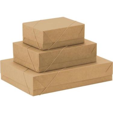 Imagem de Caixa para Presente com Tampa KRAFT PQ (19X14,5X7,5) ELAST. - Cristina