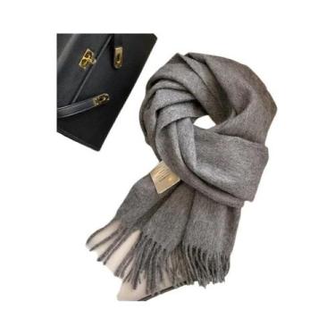 Imagem de Cachecol Feminino Longo De Lã E Caxemira Quente Para Inverno, Xale Sól