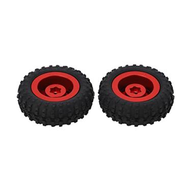 Imagem de Pneu de borracha de aro de roda 50 mm, pneu de borracha de aro de roda 1/24 texturas irregulares para carro RC AXIAL SCX24(vermelho)