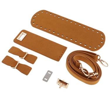 Imagem de F Fityle Bolsa de crochê de tricô faça você mesmo com enchimento de almofada modeladora de fundo de unha para bolsa de mão substituição fazendo acessórios, marrom, tamanho único