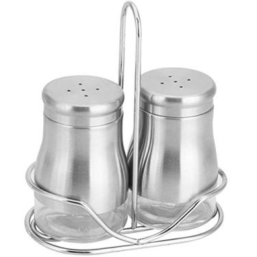 Imagem de Porta Temperos, Condimentos, Galheteiro 02 Peças com Suporte em Aço Inox