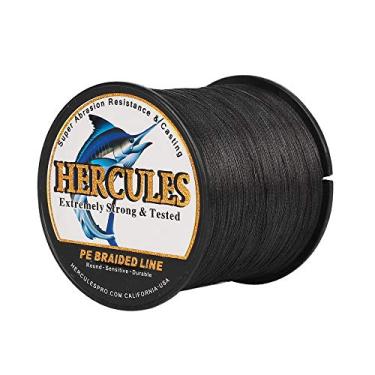 Imagem de Hercules linha de pesca trançada super fundida 8 fios de 10 lb a 300 lb teste para água salgada, 109/328/547/1094 jardas (100 m/300 m/500 m/1000 m), diamante.#0,12 mm-1,2 mm, desempenho de alto nível, cores variadas, Pesca esportiva, Preto, 40LB-0.32MM-1094YDS(1000M)-8 STRANDS